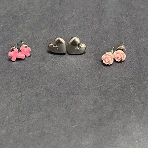 Set of Silver and Pink Earrings